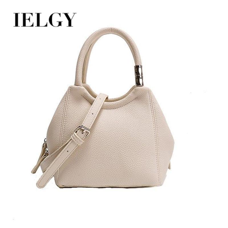 Ielgy Túi Xách bucket Cỡ Lớn Màu Trơn Kiểu retro Cao Cấp Cho Nữ