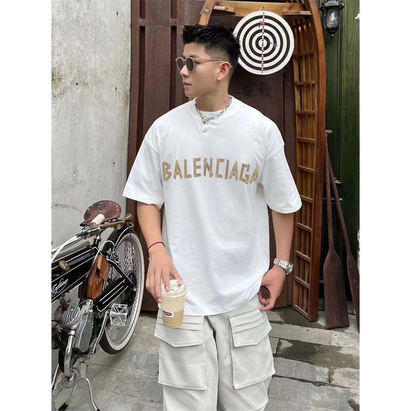 Balba &amp; aga &amp; Tape Áo Thun Tay Ngắn Dáng Rộng In Chữ Cái Chất Lượng Cao Cho Nam Và Nữ