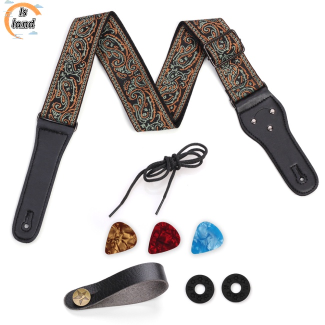 Dây Đeo Đàn Guitar Bản Rộng 5cm Thêu Họa Tiết Có Thể Điều Chỉnh Độ Dài