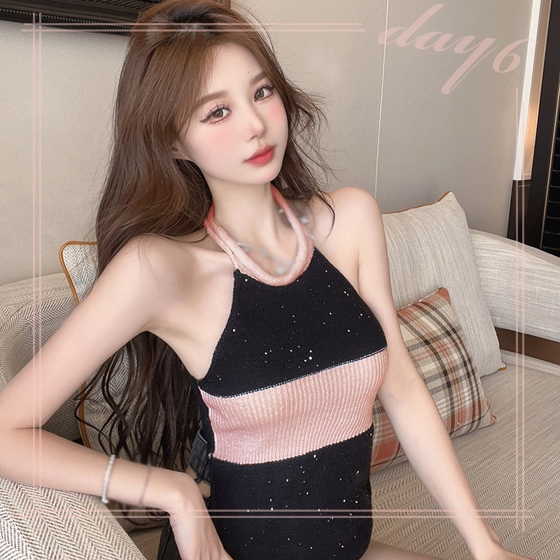 Áo Croptop Dệt Kim Sát Nách Thời Trang Mùa Hè Hàn Quốc Cho Nữ