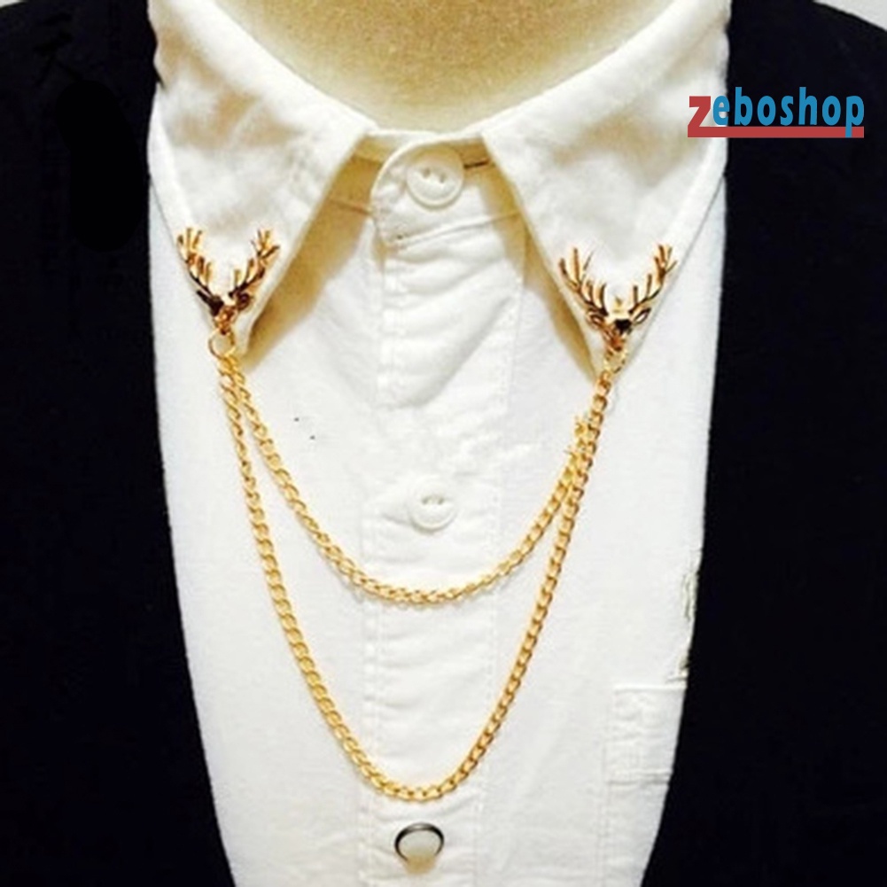 Ghim Cài Áo Hình Đầu Hươu Phối Dây Xích Dài Thời Trang Cho Nam Và Nữ