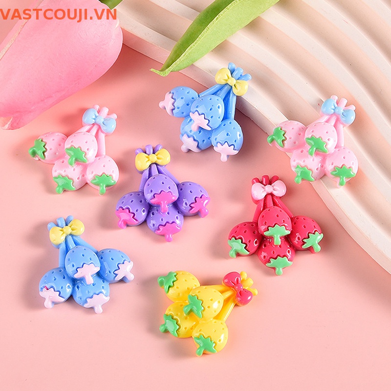 Bộ 10 Quả Dâu Tây Và Bong Bóng Bằng Resin Dễ Thương Trang Trí Điện Thoại / Sổ Tay DIY