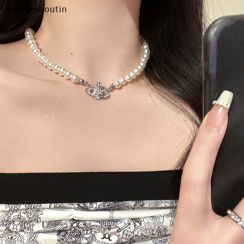 Vòng cổ Mạ Vàng 2K Mặt Hình Hành Tinh Đính Đá Zircon Ngọc Trai Thời Trang Cho Cặp Đôi