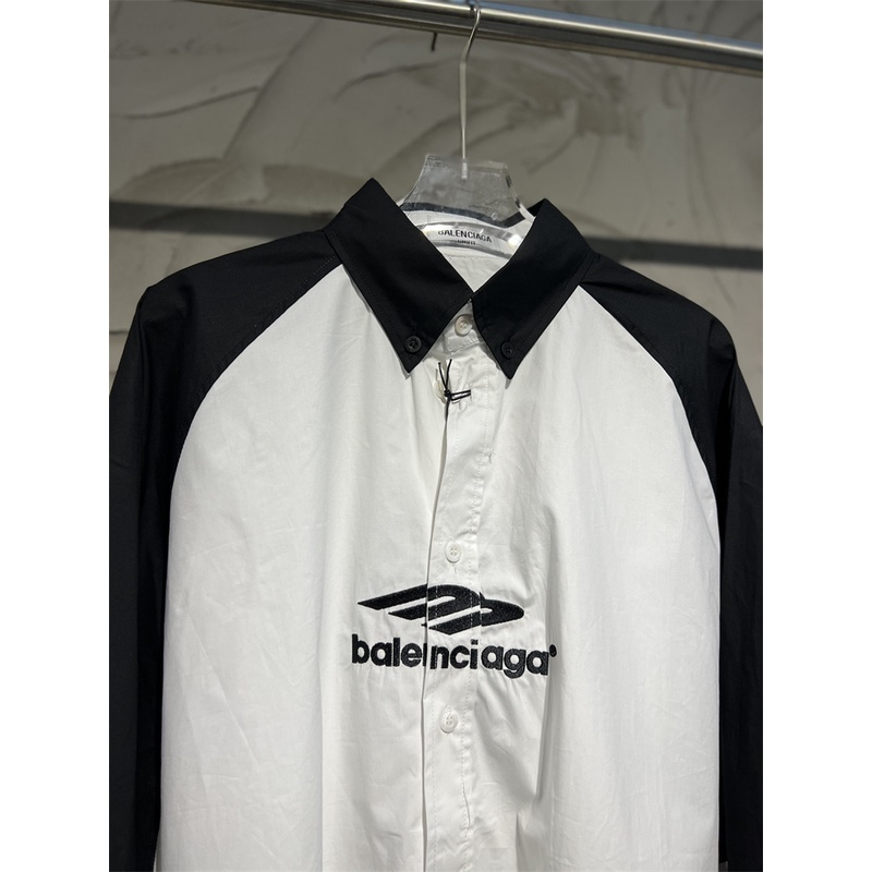 Ba-kia88cia88-trendy Áo Sơ Mi Tay Áo Ghép Nối Màu Trắng Đen Thời Trang Đường Phố Mới Nhất