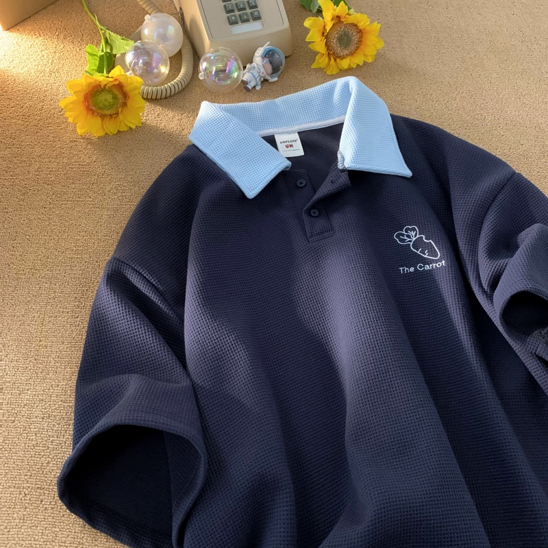 Áo Thun polo Ngắn Tay Dáng Rộng Màu Sắc Tương Phản Thời Trang Mùa Hè Cho Nam