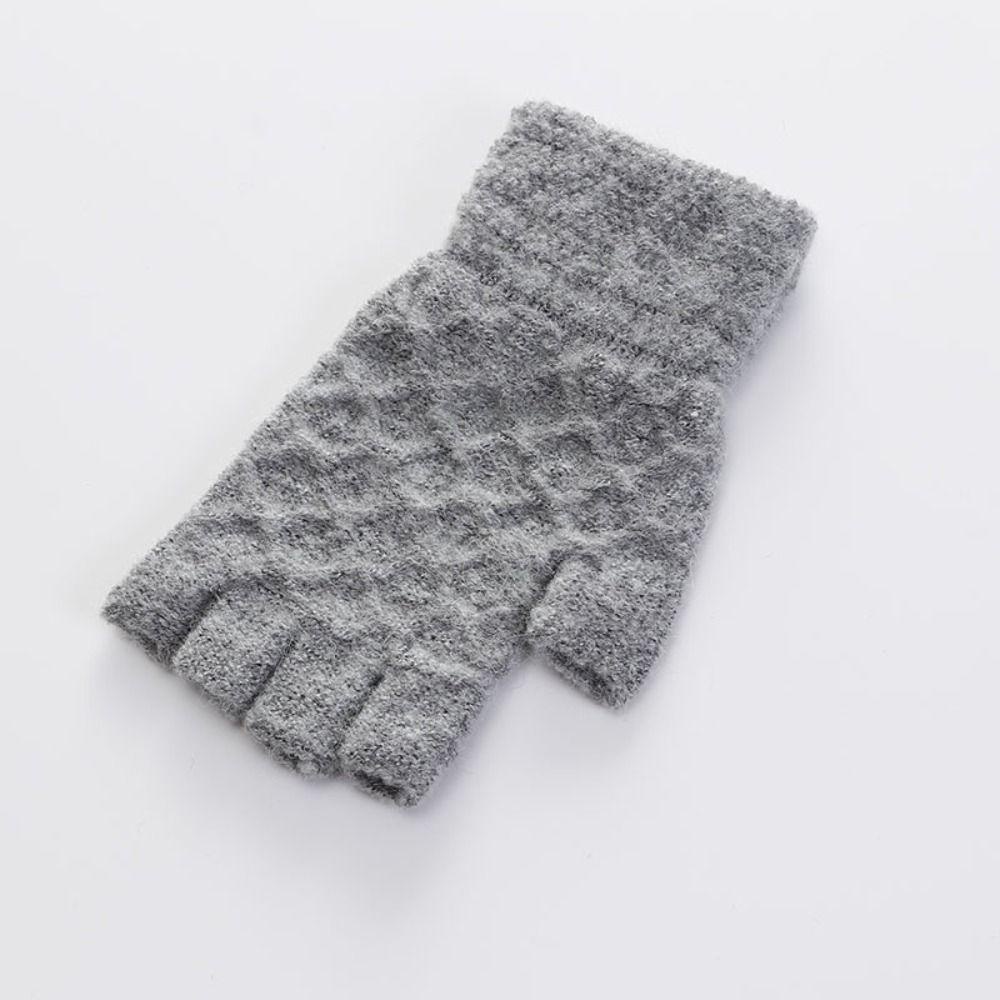 Găng Tay Dệt Kim Hở Ngón Giữ Ấm Có Thể Chạm Màn Hình Cảm Ứng Unisex