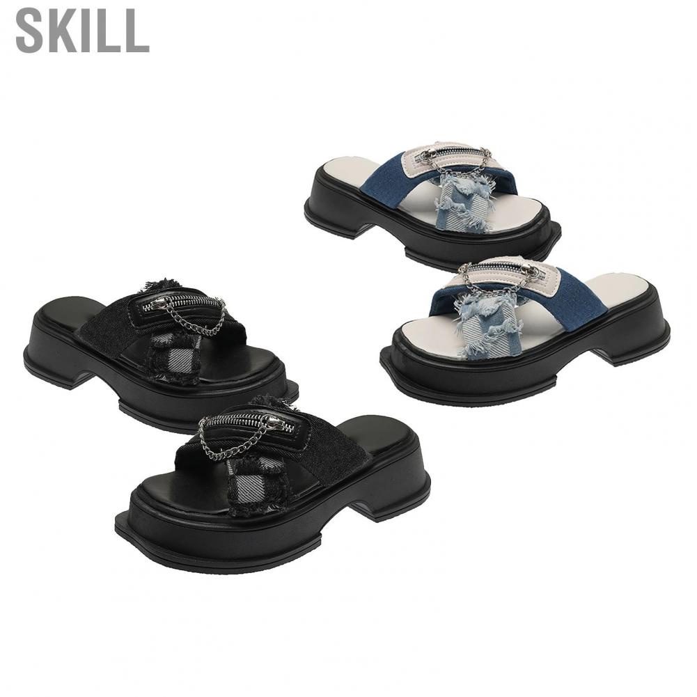 Skill Backless Platform Slides  Match Easily Durable Lightweight Silent Open Toe Sandals for Office School Party Business Outdoors Women