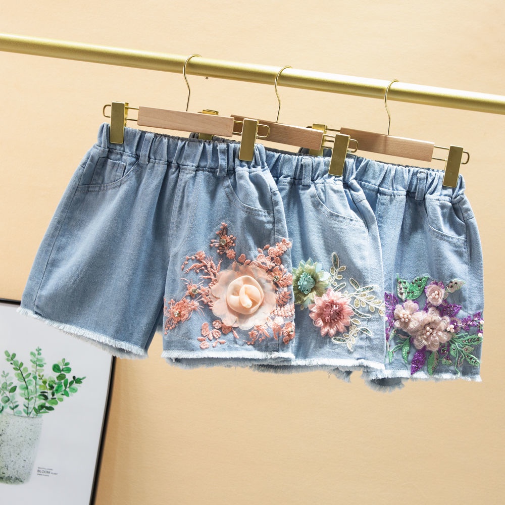 Quần jeans Ba Chiều In Hoa Mùa Hè Hàn Quốc Mới 2023 Cho Bé Gái