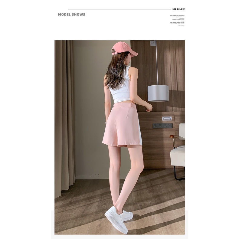 Quần Short Lưng Cao Màu Sắc Tương Phản Thời Trang Mùa Hè Mới Cho Nữ