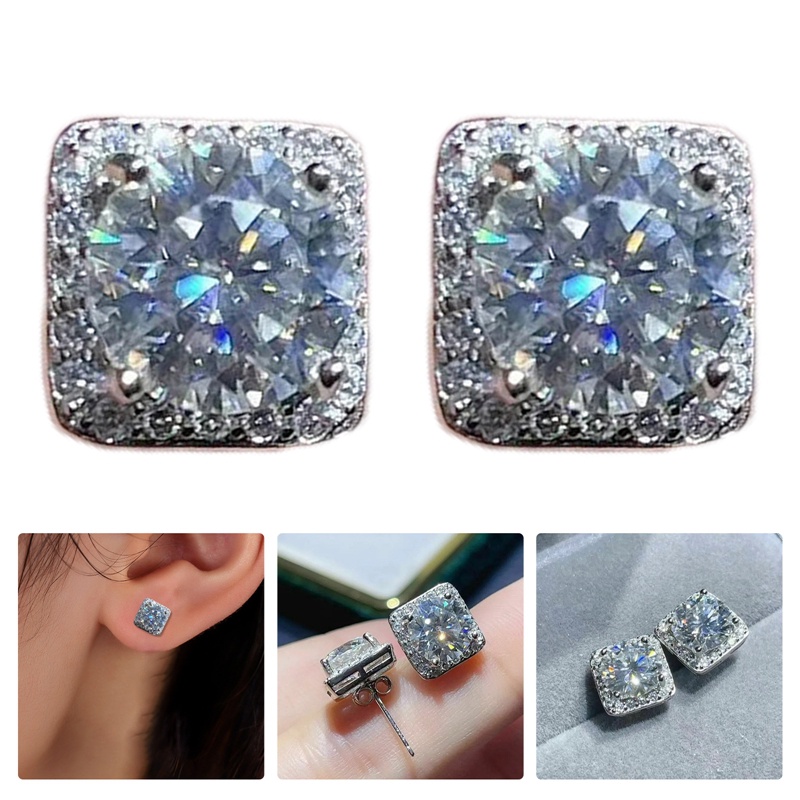 Khuyên Tai Đính Đá Zircon Màu Bạc Thời Trang Dành Cho Nữ