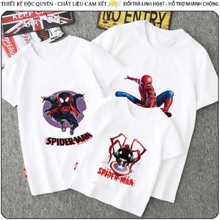 ÁO THUN người nhện spiderman UNISEX PHÔNG TRẮNG TAY NGẮN NAM NỮ GIA ĐÌNH  SIZE TRẺ EM BÉ TRAI GÁI AOMIVN 3158