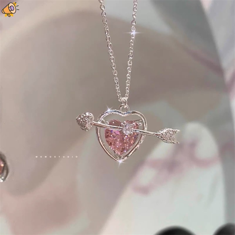 Vòng cổ Mặt Hình Mũi Tên Thần Tình Yêu Đính Đá Màu Hồng Ngọt Ngào Cho Bạn Gái JP6