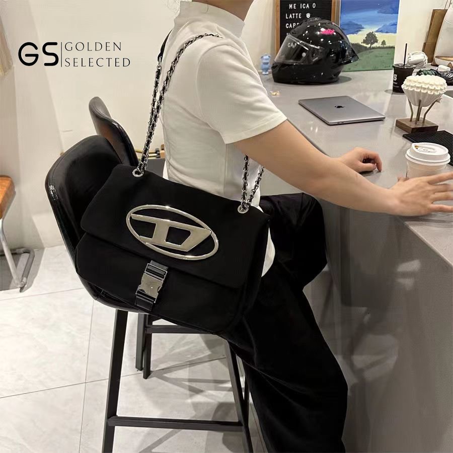 Túi Xách Canvas Cỡ Lớn Phối Dây Xích Thời Trang Đi Xe Mô Tô