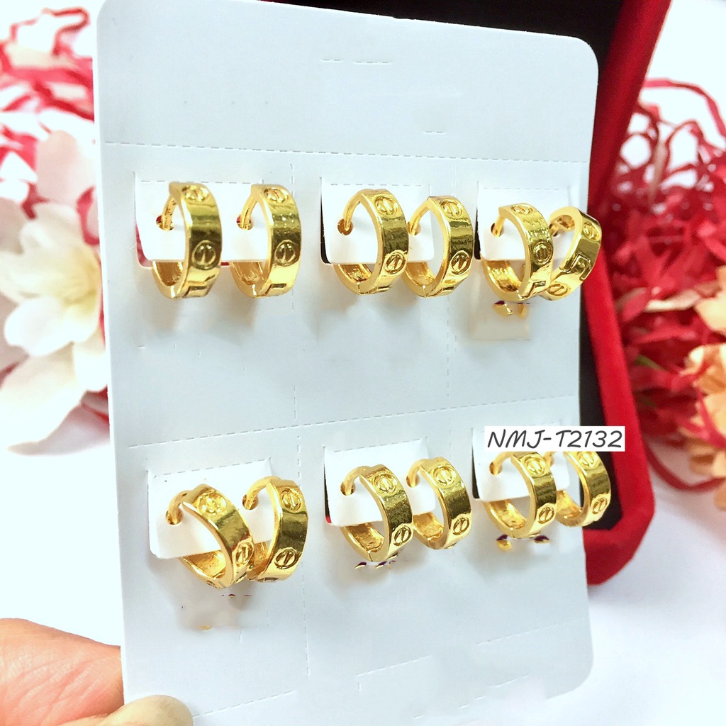 Bông Tai Nữ dáng Khuyên Tròn Sát Tai mạ Vàng NMJ T2132