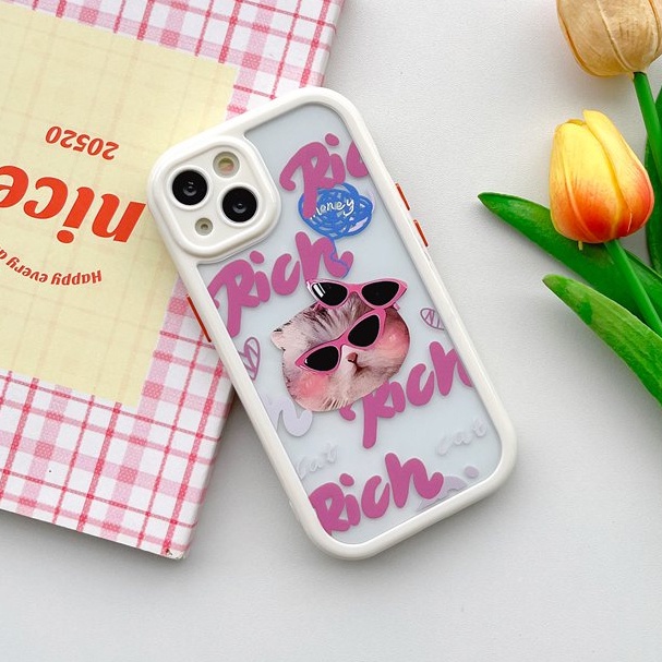 Ốp Điện Thoại Mềm Chống Trượt In Hình Mèo Đeo Kính Cho IPhone X XR XS Max 11 12 13 14 Pro Max
