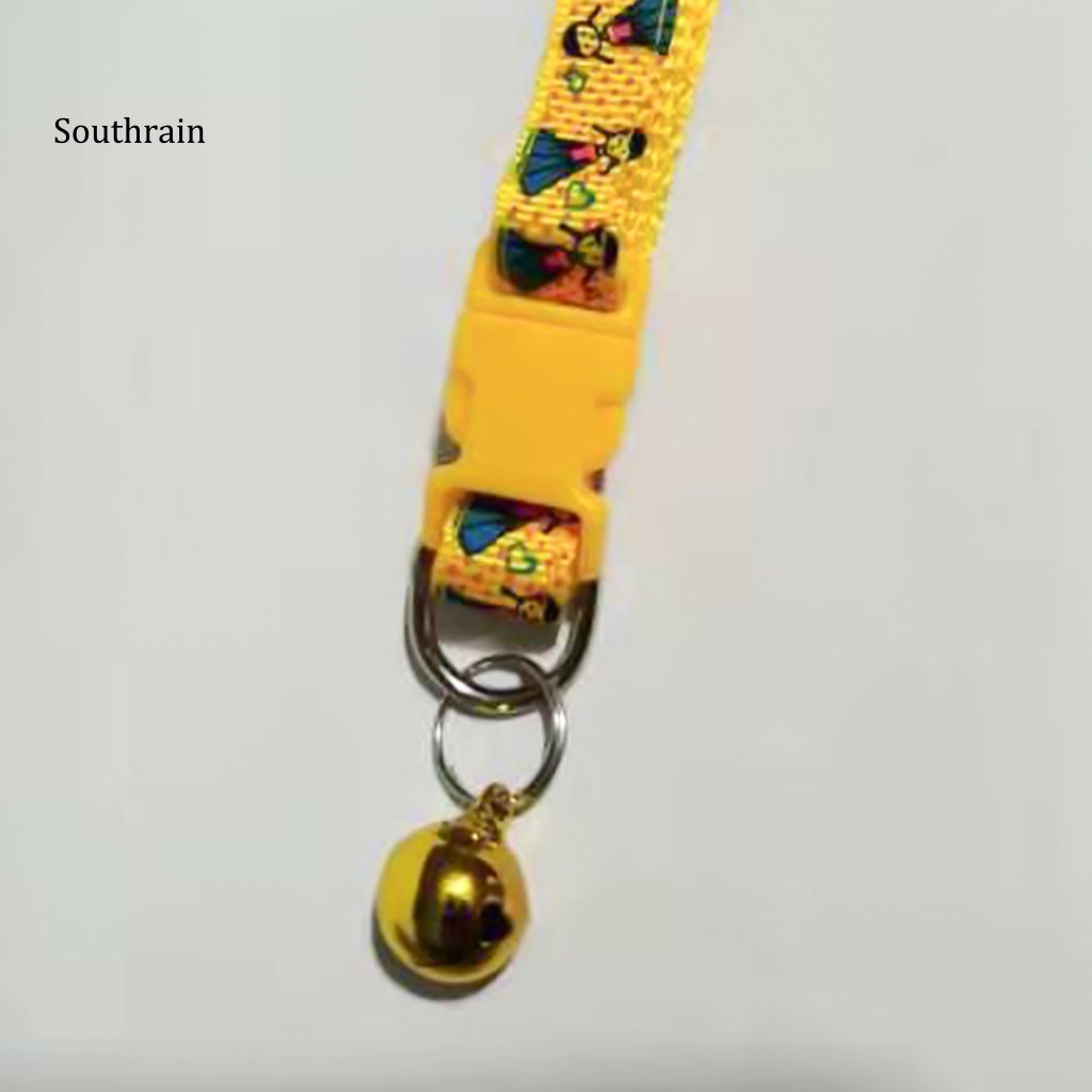 Vòng Cổ Có Thể Điều Chỉnh Và Gắn Chuông Họa Tiết Hoạt Hình Đáng Yêu Cho Thú Cưng