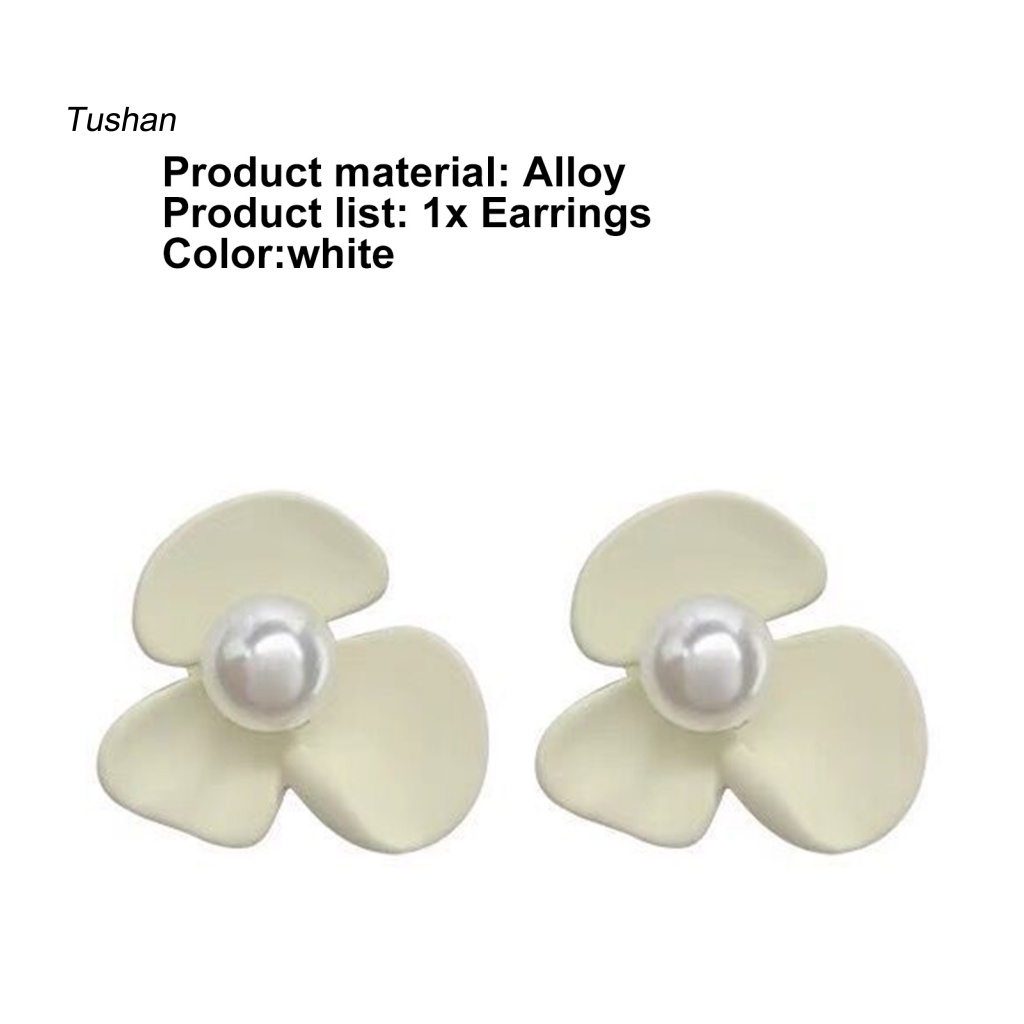 1 Đôi Bông Tai Hình Hoa Đính Ngọc Trai Giả Phong Cách Vintage