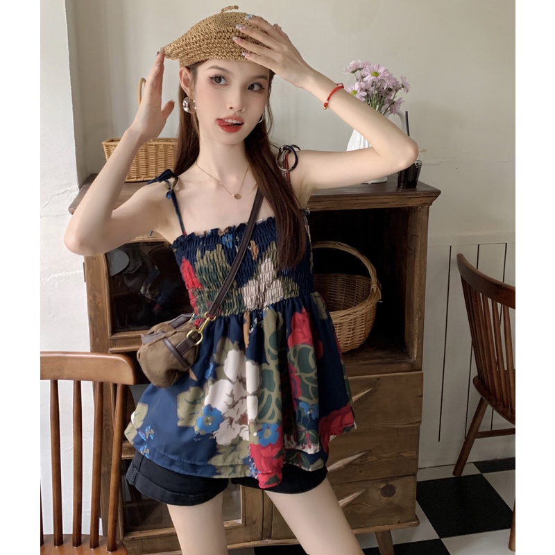 Áo Hai Dây Dáng Rộng In Họa Tiết Thời Trang Mùa Hè Cá Tính