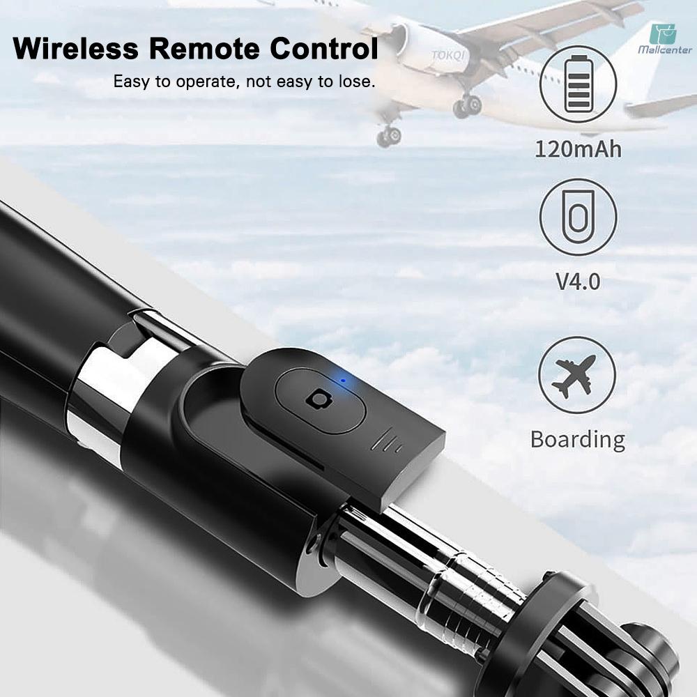 L02 Wireless BT Selfie Stick Integrated with Foldable Tripod Phone Holder Remote Control Max. Length 100cm with Camera Base Universal for Lightweight Camera Smartphone Action Camera