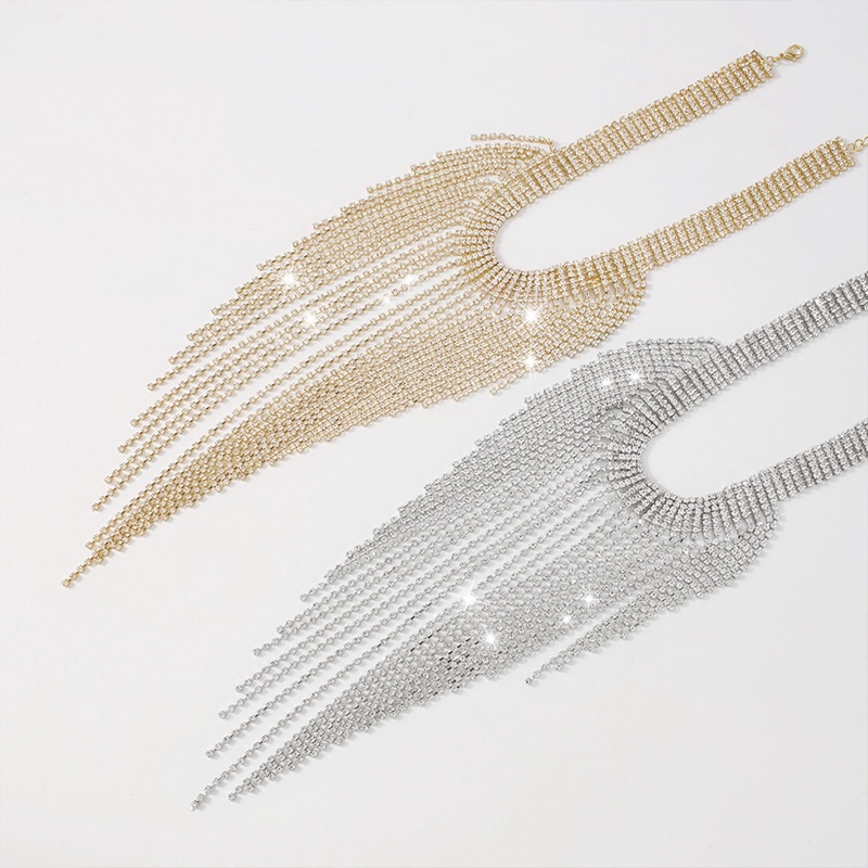 Vòng cổ Dáng Dài Đính Đá Pha Lê Phong Cách Boho Ấn Độ Sang Trọng