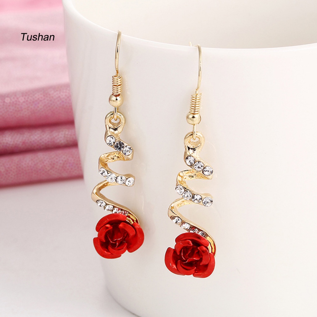 1 Đôi Bông Tai Hình Xoắn Ốc Đính Đá Thời Trang Dành Cho Nữ