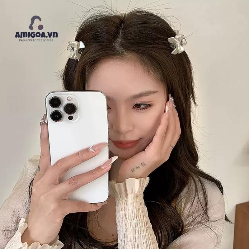 ✨✨Kẹp tóc nhựa trong suốt hình chiếc nơ trắng dễ thương
