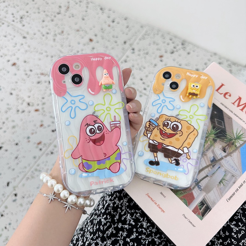 Ốp Điện Thoại Tpu Mềm Trong Suốt Chống Sốc In Hình Spongebob Cho iPhone 13 12 11 Pro Max 14 Plus