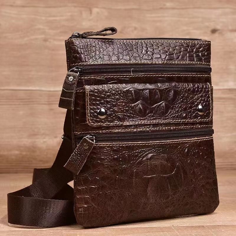 Túi Đeo Vai Da Bò Thật Cỡ Nhỏ Họa Tiết Da Cá Sấu Kiểu Vintage Thời Trang 2023 Cho Nam