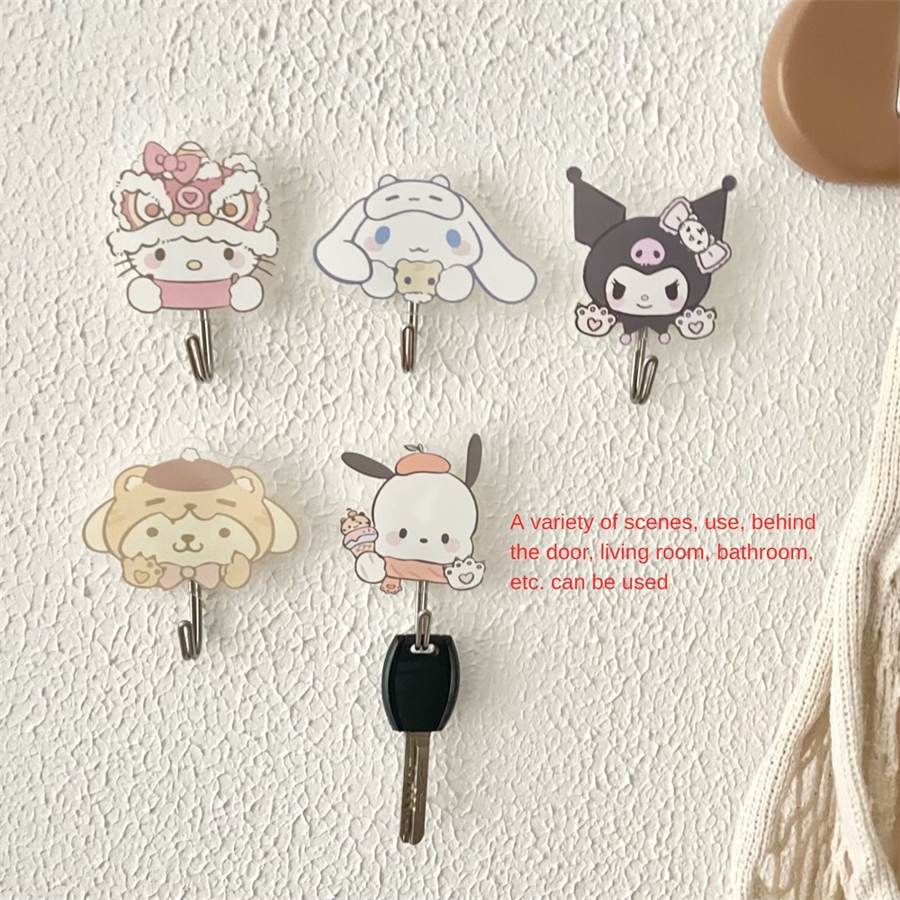 Móc treo đồ hoạt hình anime Pochacco Purin Kitty Sanrio Kuromi Cinnamoroll dễ thương bằng acrylic không đục lỗ