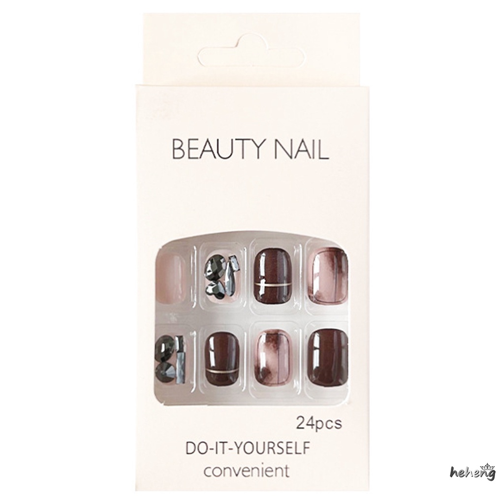 Móng Tay Giả Hình Ly Cà Phê Đính Đá Tái Sử Dụng Được