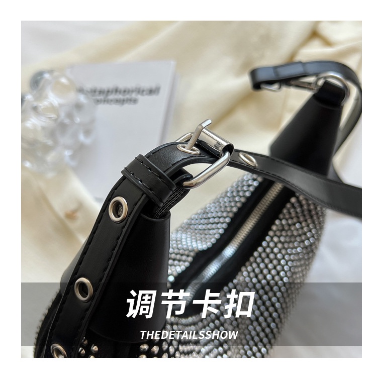 Niche Túi Xách Kẹp Nách Quai Xích Đính Đá Kim Cương Sáng Bóng Phiên Bản Hàn Quốc Hợp Thời Trang Cho Nữ