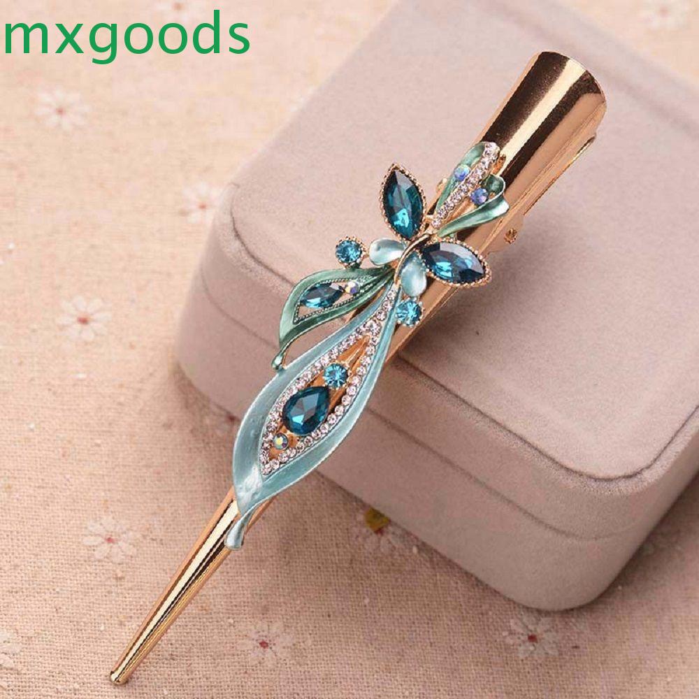 Kẹp Tóc Mỏ Vịt Bằng Kim Loại Hình Hoa Thời Trang Cho Nữ|Kẹp Tóc Đính Đá Lấp Lánh