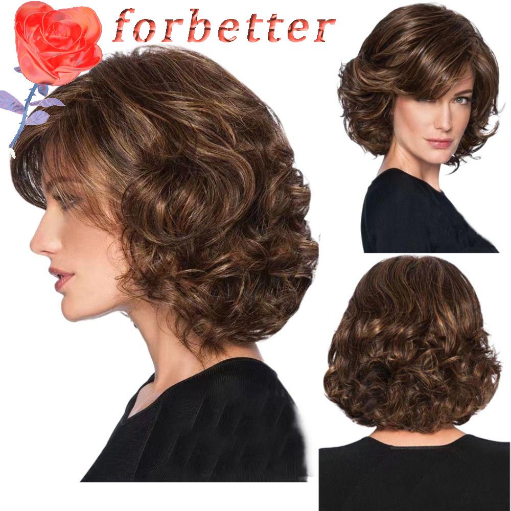 Tóc Giả Ngắn Gợn Sóng Màu Nâu Thời Trang Cao Cấp Dành Cho Nữ