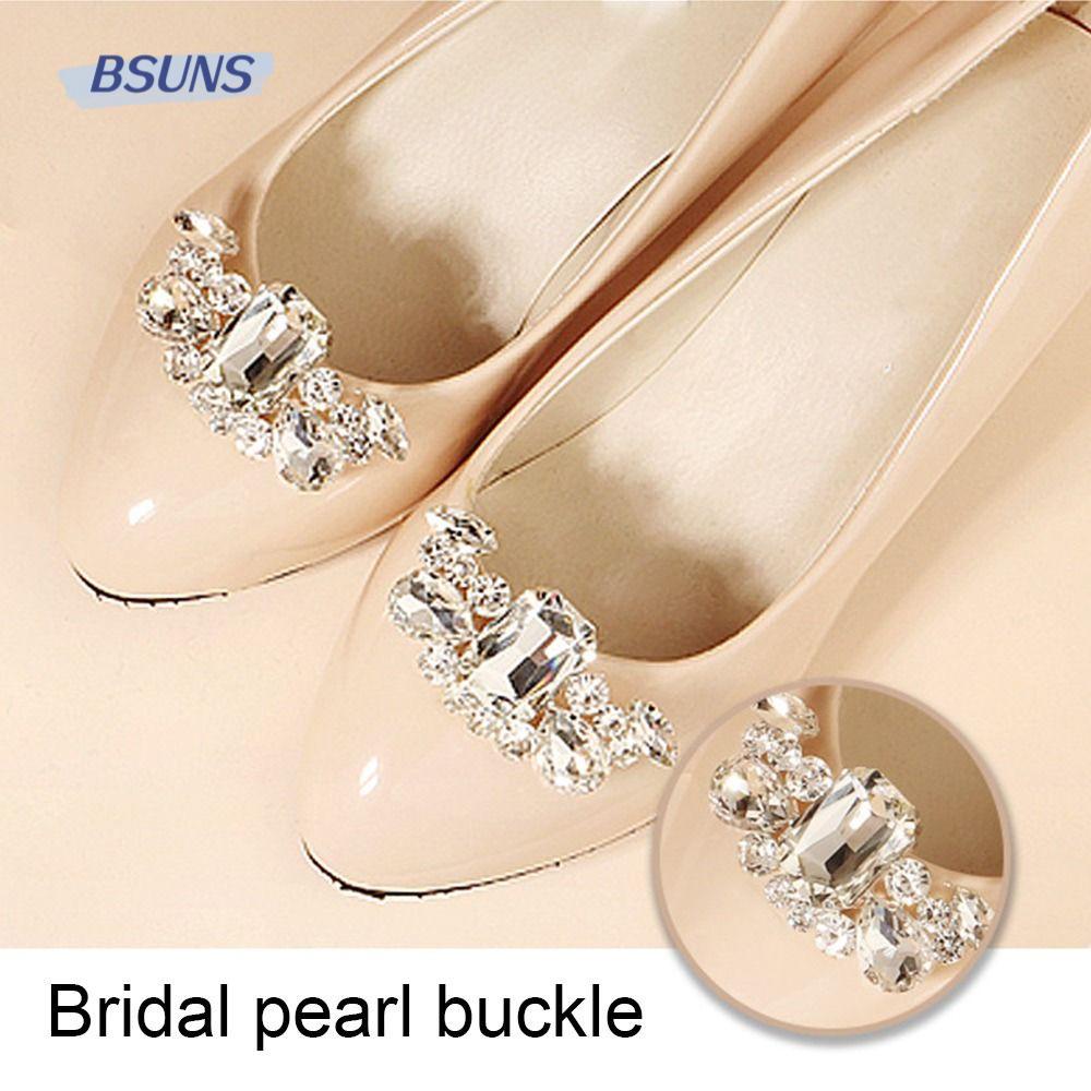 Bsuns 1 Cặp Kẹp Giày|Kẹp Tóc Hình Vuông Đính Đá Lấp Lánh Sang Trọng