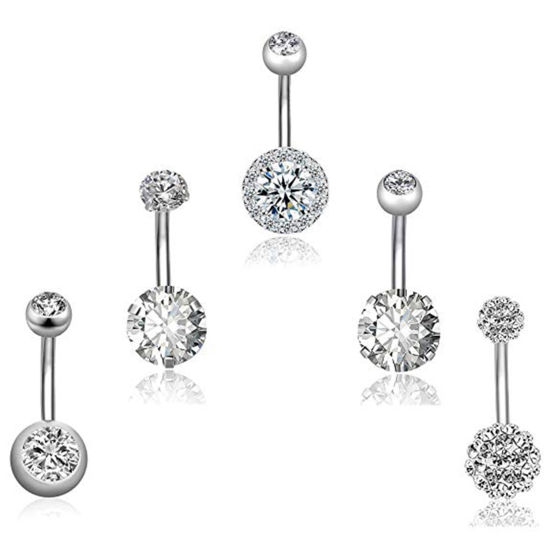 Set 5 Khuyên Rốn Thép Không Gỉ Cá Tính Dành Cho Nữ