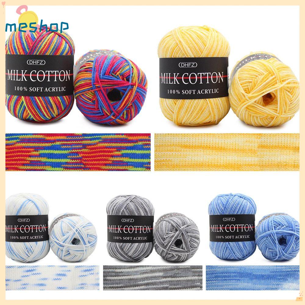 Set 2 Cuộn Len Cotton Sữa Mềm Đan Búp Bê Thủ Công DIY