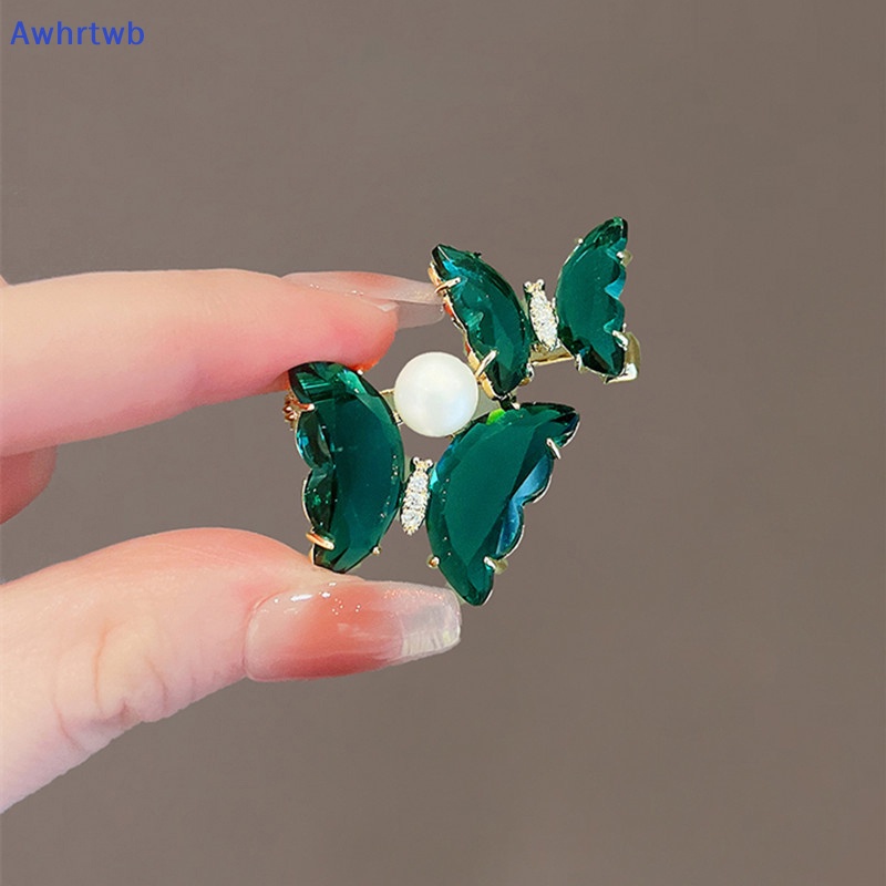 Trâm Cài Áo Hình Bướm Đính Pha Lê Xanh Lá Thời Trang Dành Cho Nữ Mới