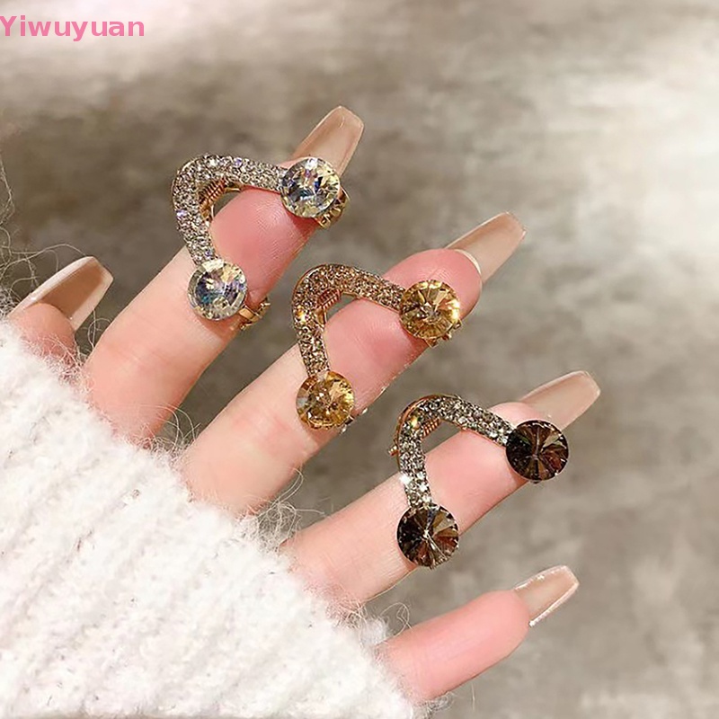 < Yiwuyuan > Kẹp Tóc Mini Hình Chữ V Đính Đá Và Ngọc Trai Bằng Kim Loại Mới