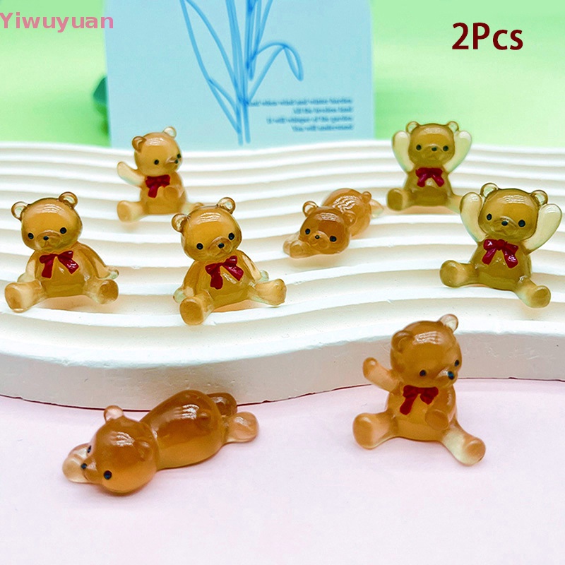 Bộ 2 Đồ trang trí Gấu Dạ Quang Thu Nhỏ Bằng Nhựa Resin Dễ Thương Trang Trí Tiểu Cảnh / Bảng Điều Khiển Xe Hơi