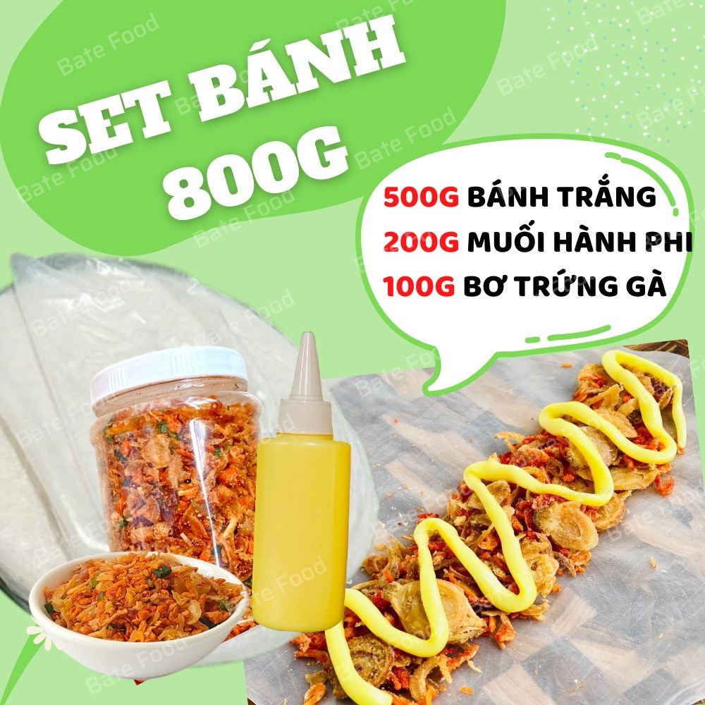 Set Bánh Tráng Phơi Sương Tây Ninh❗FREESHIP❗Siêu Khủng 1,2Kg 500g Bánh Trắng,400g Muối Tép Hành Phi,300g Bơ