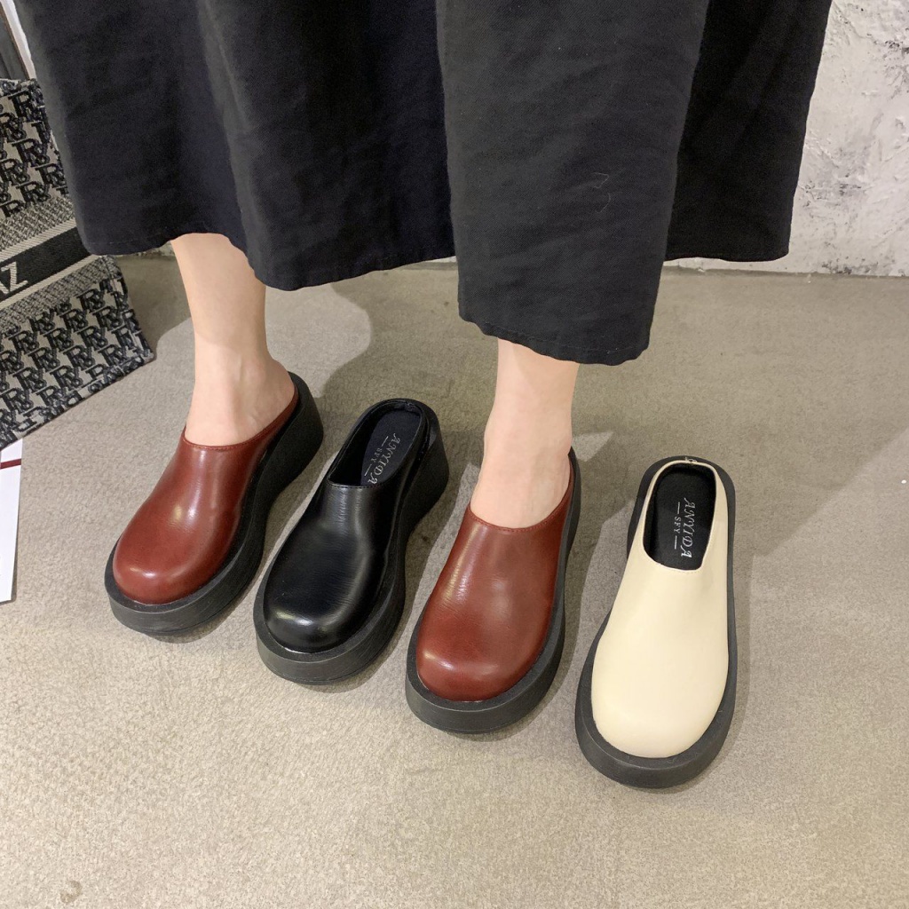 Giày Sandal Đế Xuồng Bằng Da Thời Trang Mùa Hè