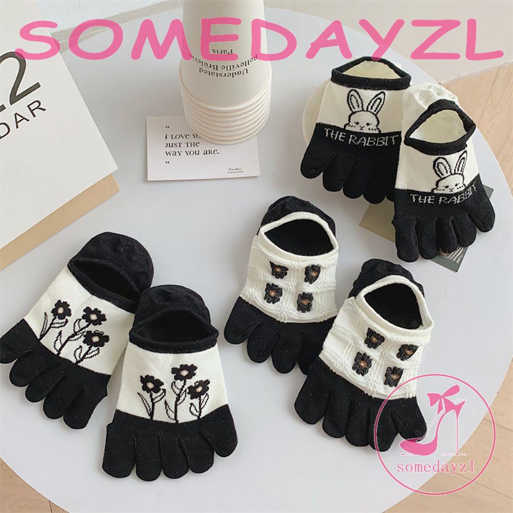 Vớ Thuyền Năm Ngón Co Giãn Chống Trượt Họa Tiết Hoa Dễ Thương Dành Cho Nữ