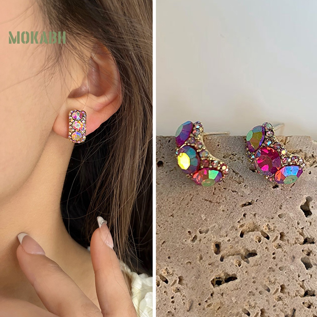 1 Đôi Bông Tai Đính Đá Zircon Sang Trọng Không Phai Màu Thời Trang Cho Nữ