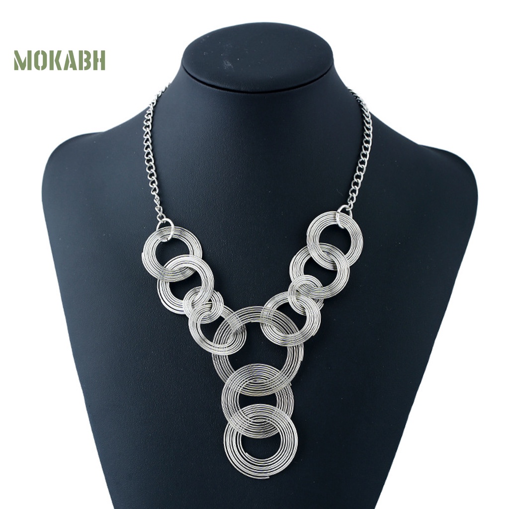 [Mới] Vòng Cổ Nhiều Lớp Mặt Hình Học Mạ Điện Không Phai Màu Phong Cách Âu Mỹ Tối Giản Cho Nữ