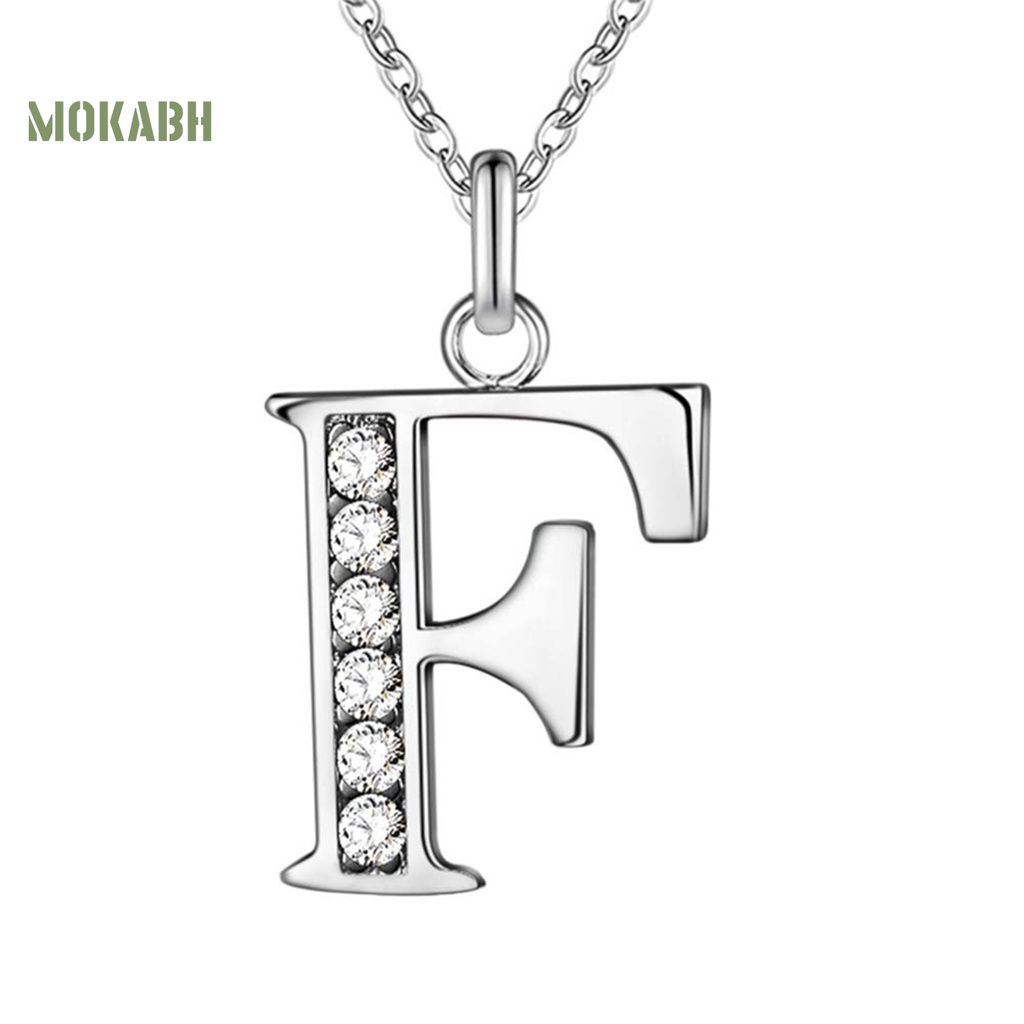 Vòng cổ Đồng Mạ Bạc Mặt Chữ Cái Đính Đá Thời Trang Dự Tiệc