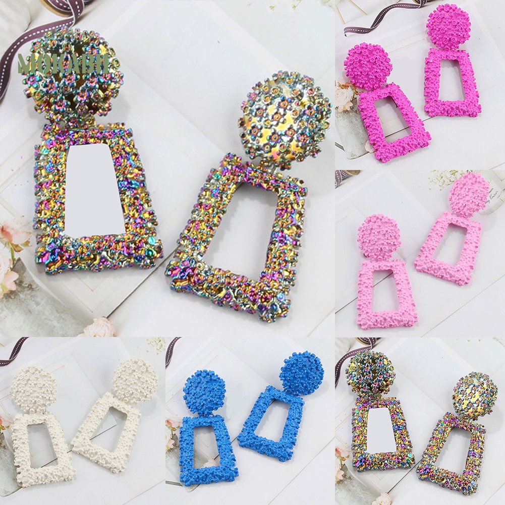 Bông Tai Hình Thang Dáng Dài Thiết Kế Đục Lỗ Thời Trang Sang Trọng Cho Nữ