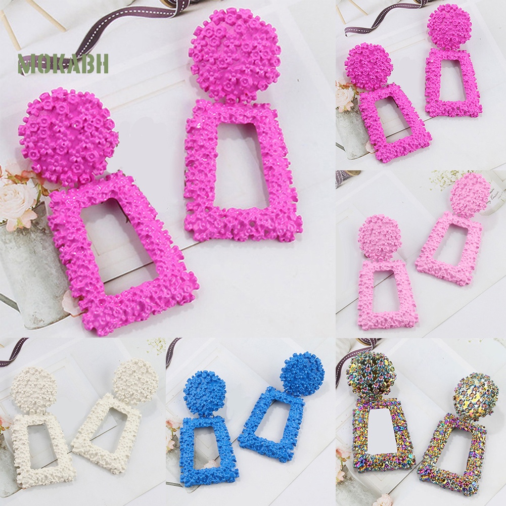 Bông Tai Hình Thang Dáng Dài Thiết Kế Đục Lỗ Thời Trang Sang Trọng Cho Nữ