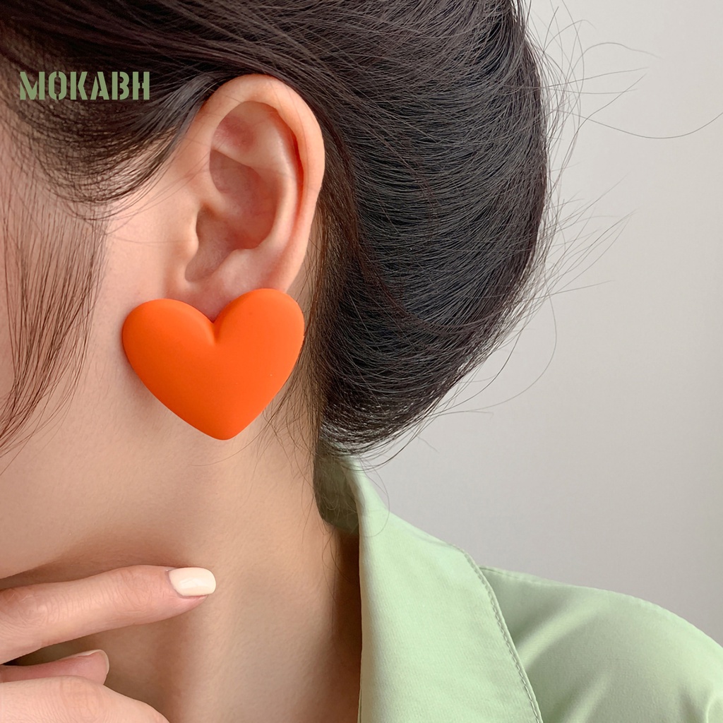 1 Đôi Bông Tai Hình Trái Tim Màu Sắc Kẹo Ngọt Phong Cách Hàn Quốc Dành Cho Nữ