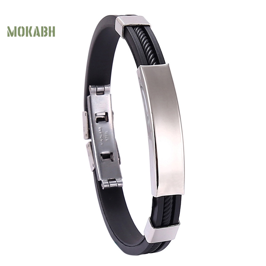 Vòng Đeo Tay Silicone Co Giãn Khóa Bằng Thép Không Gỉ Thời Trang Dành Cho Nam