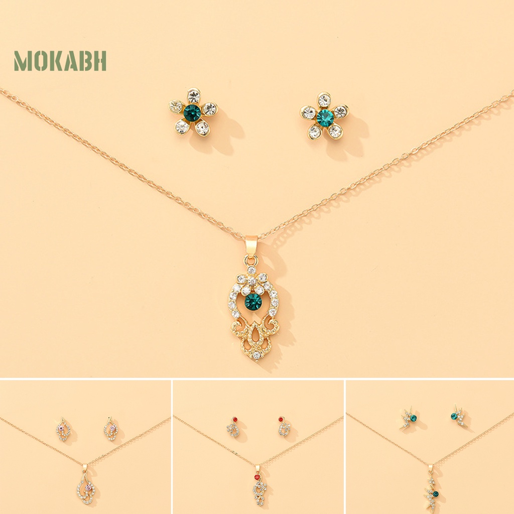 1 Bộ Vòng cổ + Bông Tai Hình Học Đính Đá Lấp Lánh Có Thể Điều Chỉnh Thời Trang Dành Cho Nữ